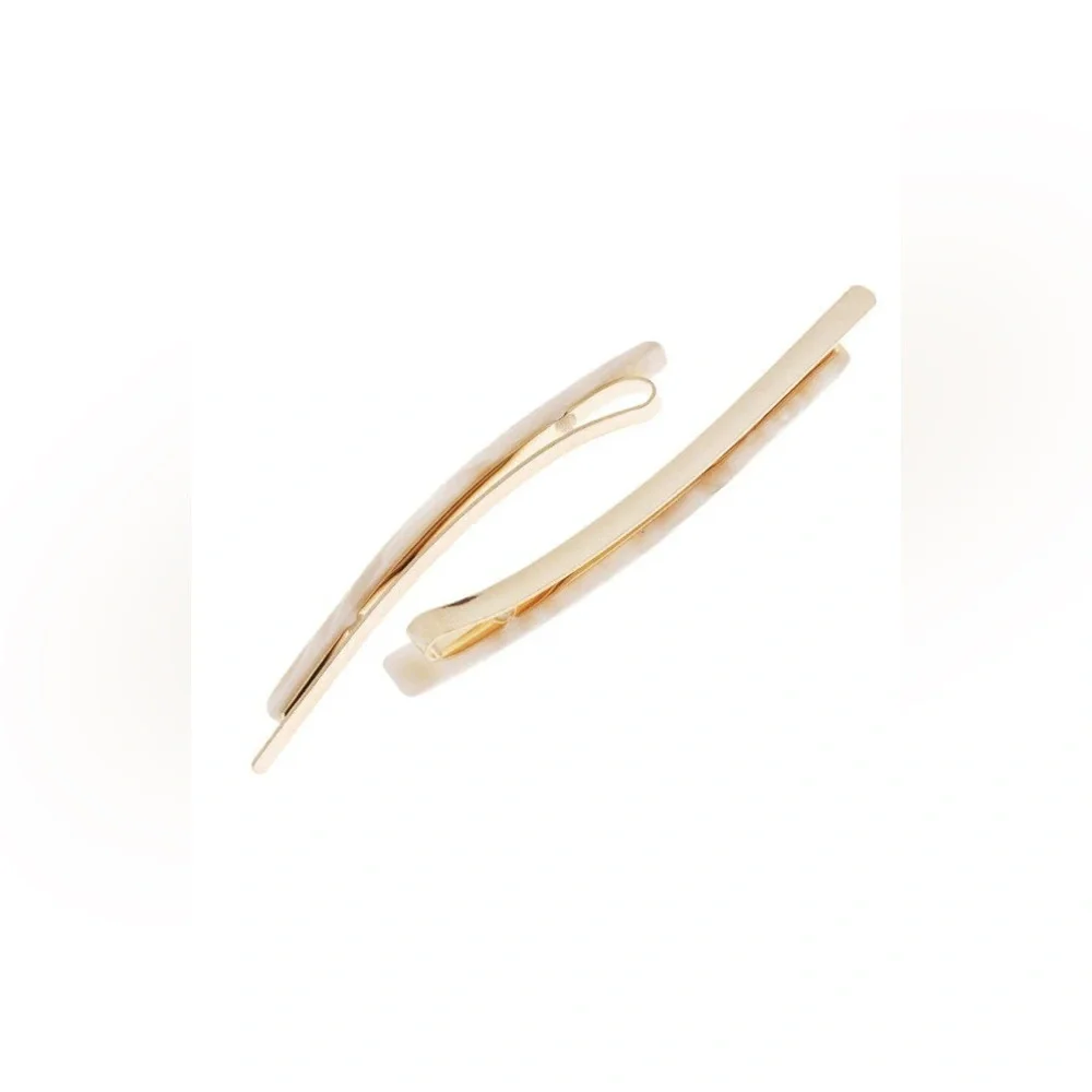 France Luxe Bobby Pin Pair on Gold Wire Set of 2 in Alba Ivory Gold